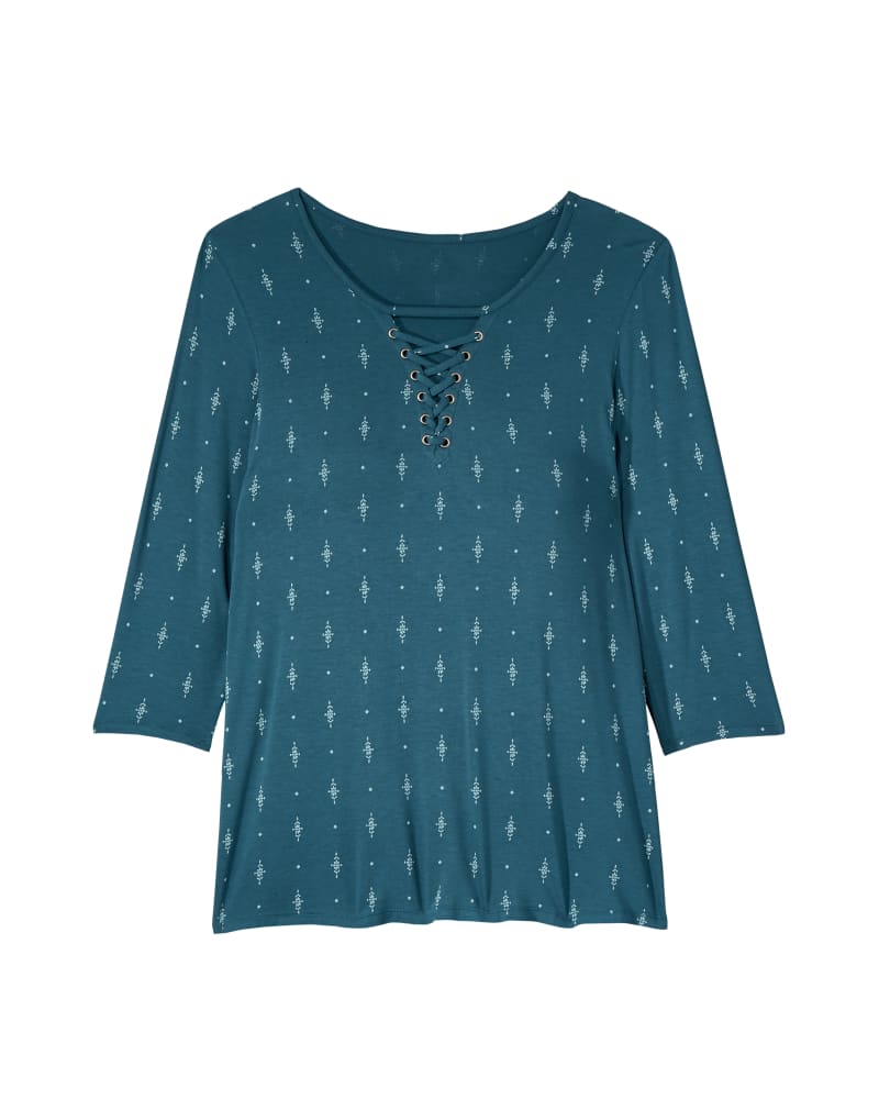 Front of plus size Easton Lace Up Tee by Prescott New York | Dia&Co | dia_product_style_image_id:139073